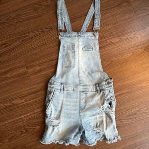 Light Blue Indigo Rein Lowrise Overalls Blue Jean Shorts - Size 9 / 28